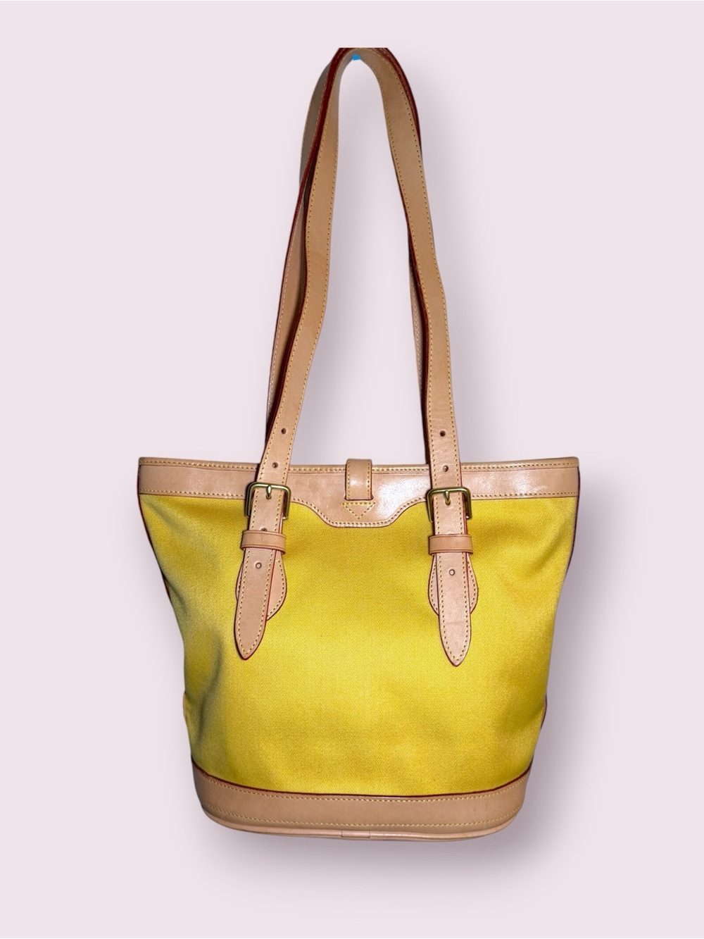 Dooney & Bourke Cabriolet and Vachetta Leather Yellow Bucket Shoulder Purse NEW - Picture 6 of 11